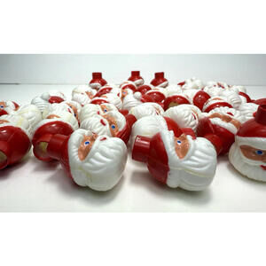 Vtg Santa Head Christmas String Light Covers Lot of 41 Blow Mold Style